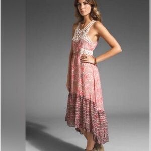 Free People Pink and White High Low Dress